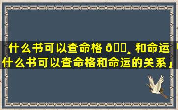 什么书可以查命格 🕸 和命运「什么书可以查命格和命运的关系」